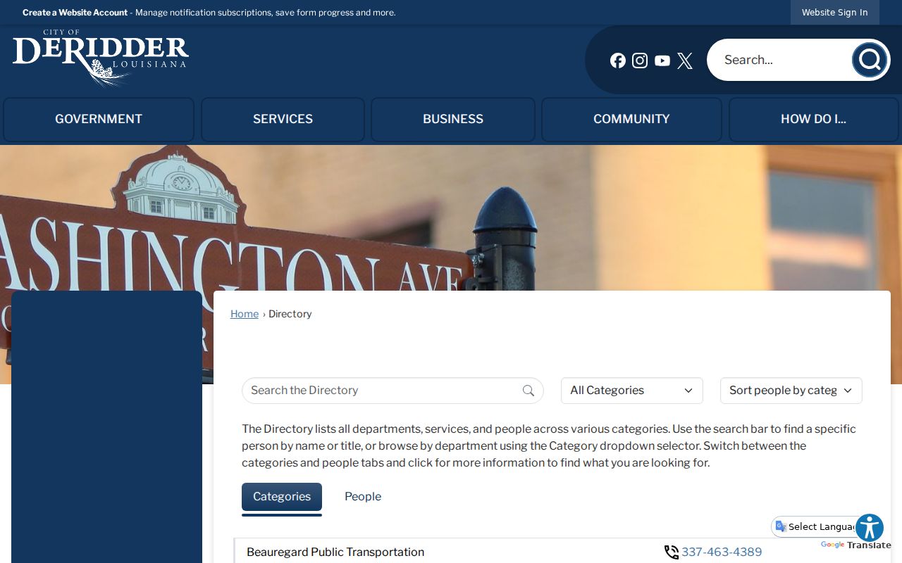 Beauregard Parish municipal warrant records and DeRidder police records directory