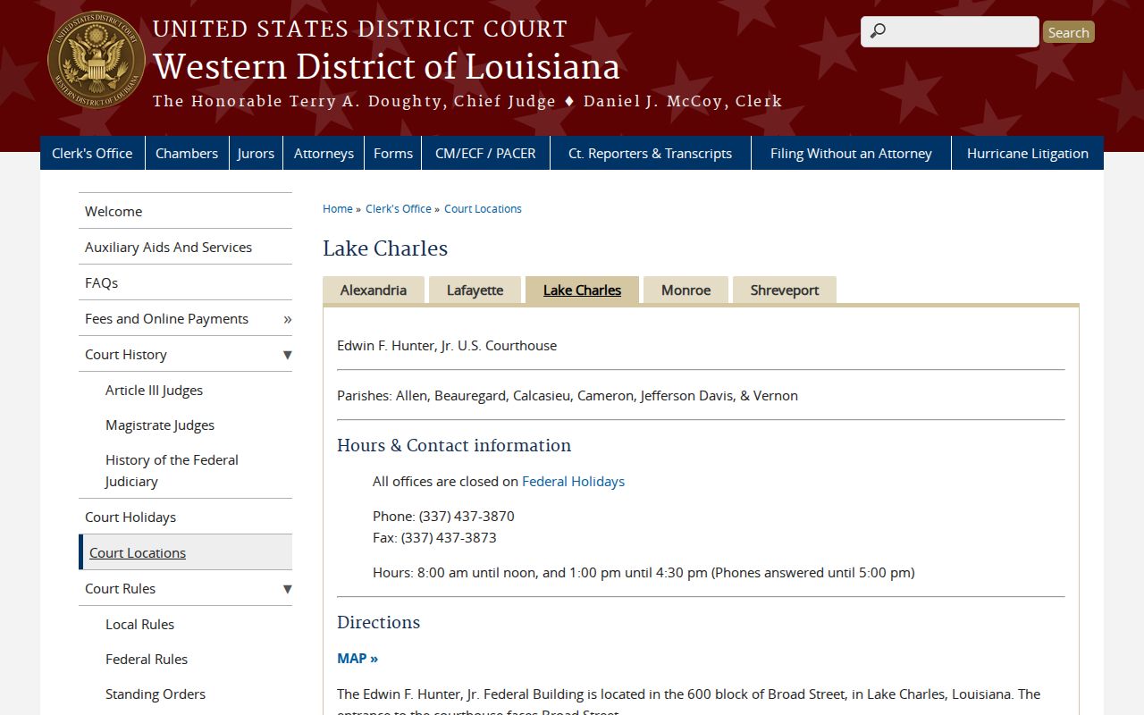 Beauregard Parish federal court division serving arrest warrant cases in Lake Charles