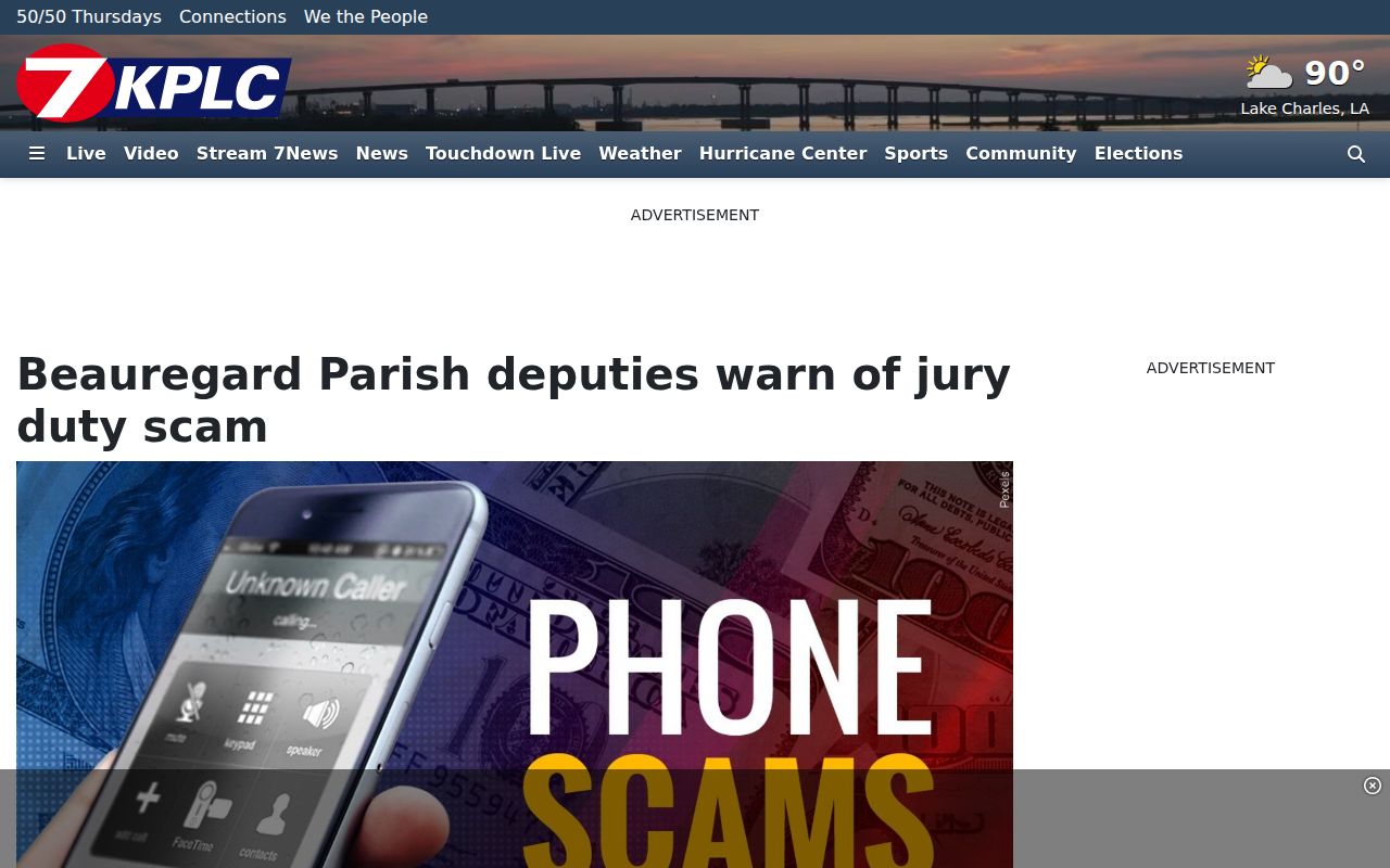 Beauregard Parish warrant scam warning about fake jury duty bench warrant calls